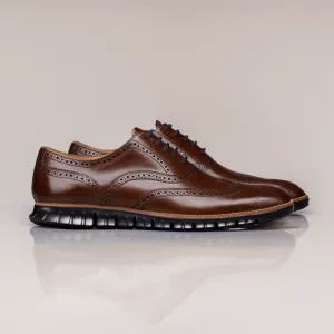 Brown Leather Everett Lace Up Oxfords with Black Hybrid Sole - SS23