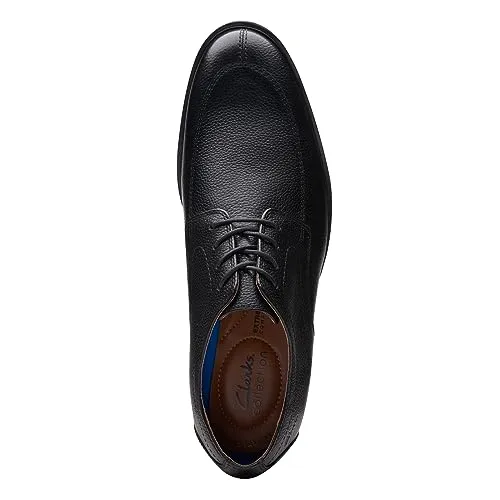 Clarks Men's Whiddon Apron Oxford, Black Tumbled Leather, 15