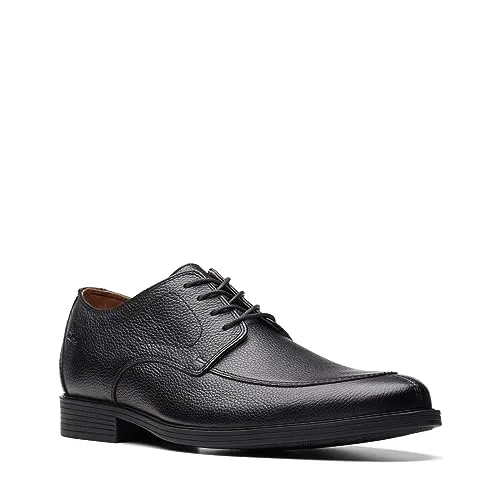 Clarks Men's Whiddon Apron Oxford, Black Tumbled Leather, 15