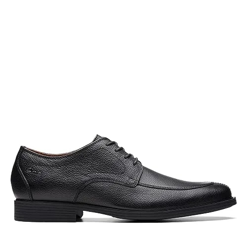 Clarks Men's Whiddon Apron Oxford, Black Tumbled Leather, 15