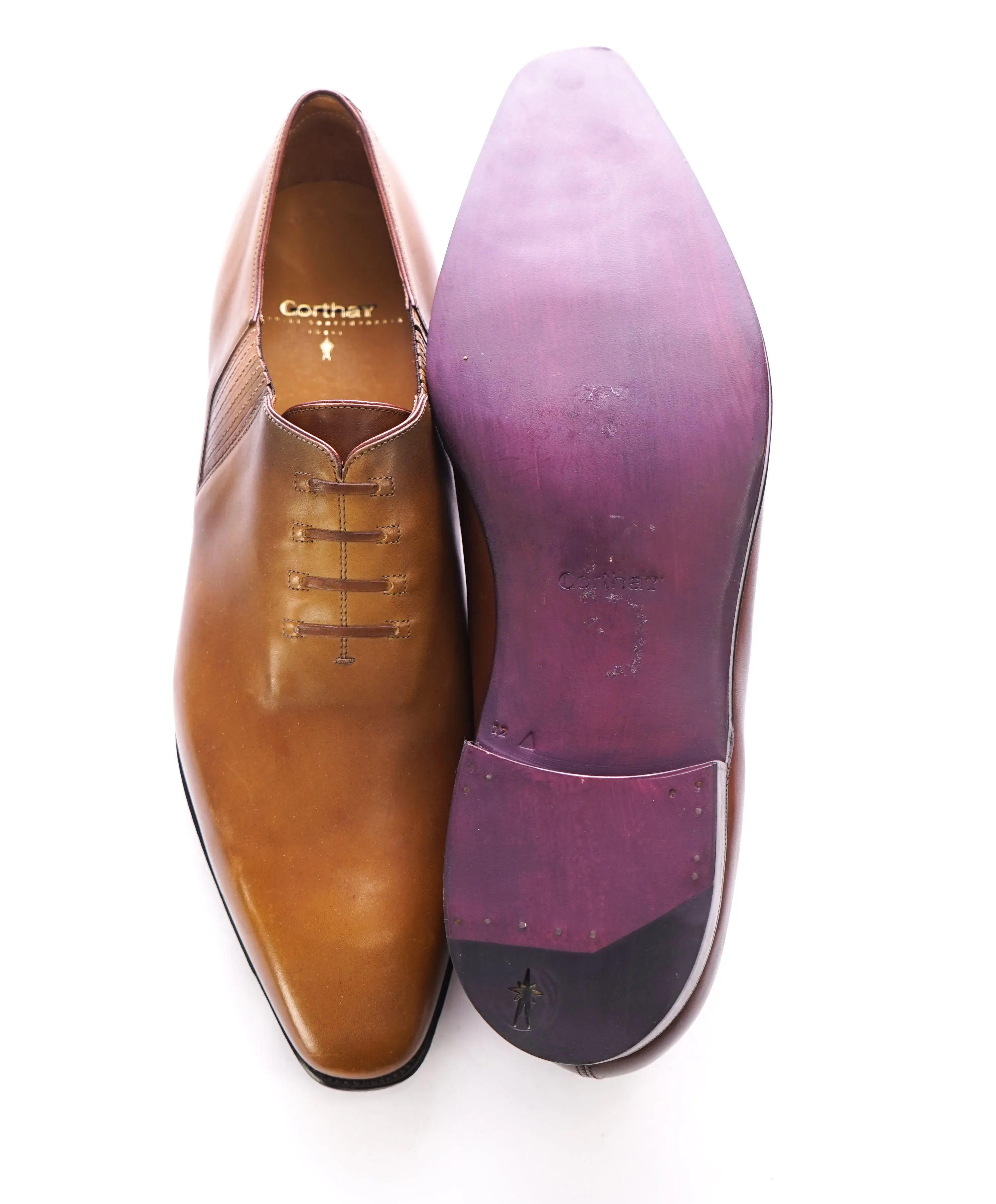 CORTHAY - Twist Pullman French Calf Leather Piped Oxfords - 12
