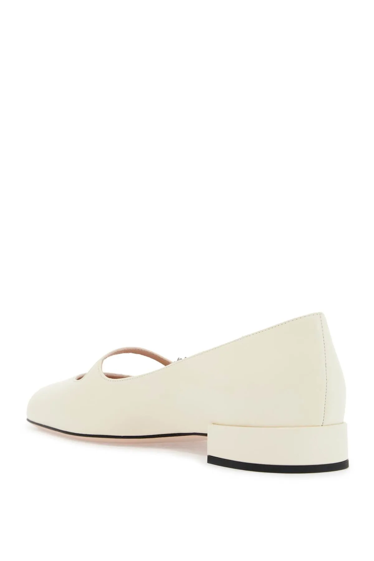 ivory kid leather ballerinas with crystal flower 6W2S0LL7DHS IVORY/CRYSTAL/TURCHESE