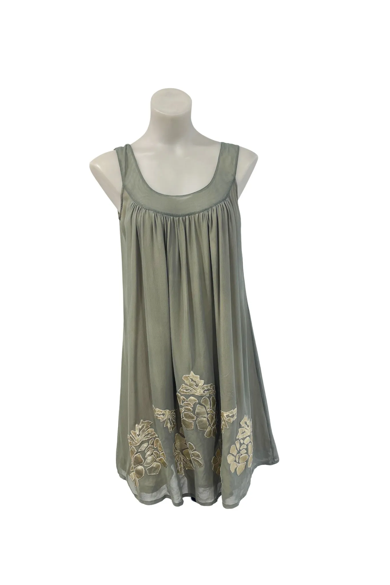Joolay sage green silk tunic dress, S