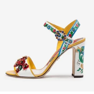 Leather Colored Printing Sandal