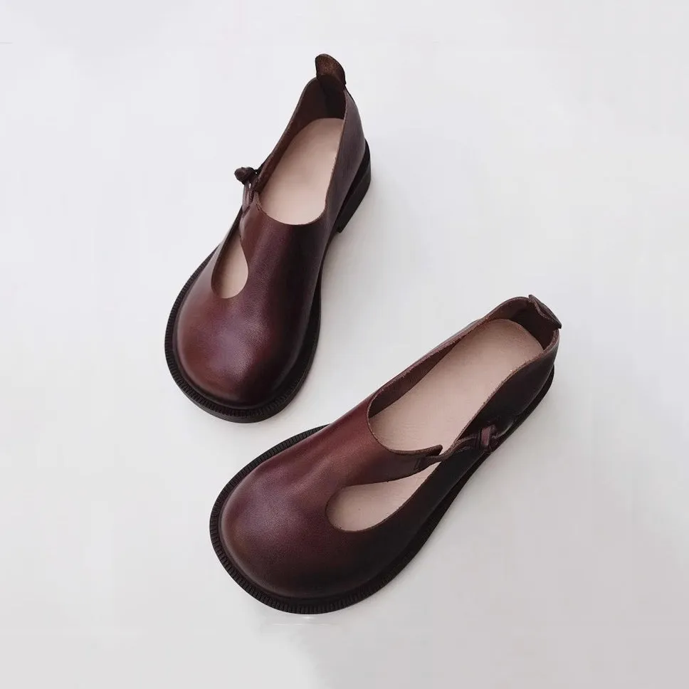 Leather Retro Breathable Hollow-out With Knob Knot