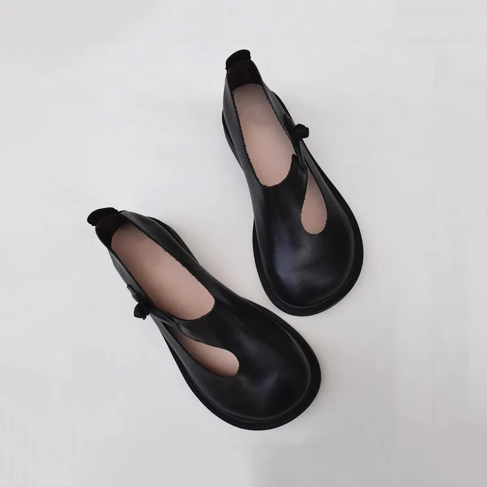 Leather Retro Breathable Hollow-out With Knob Knot