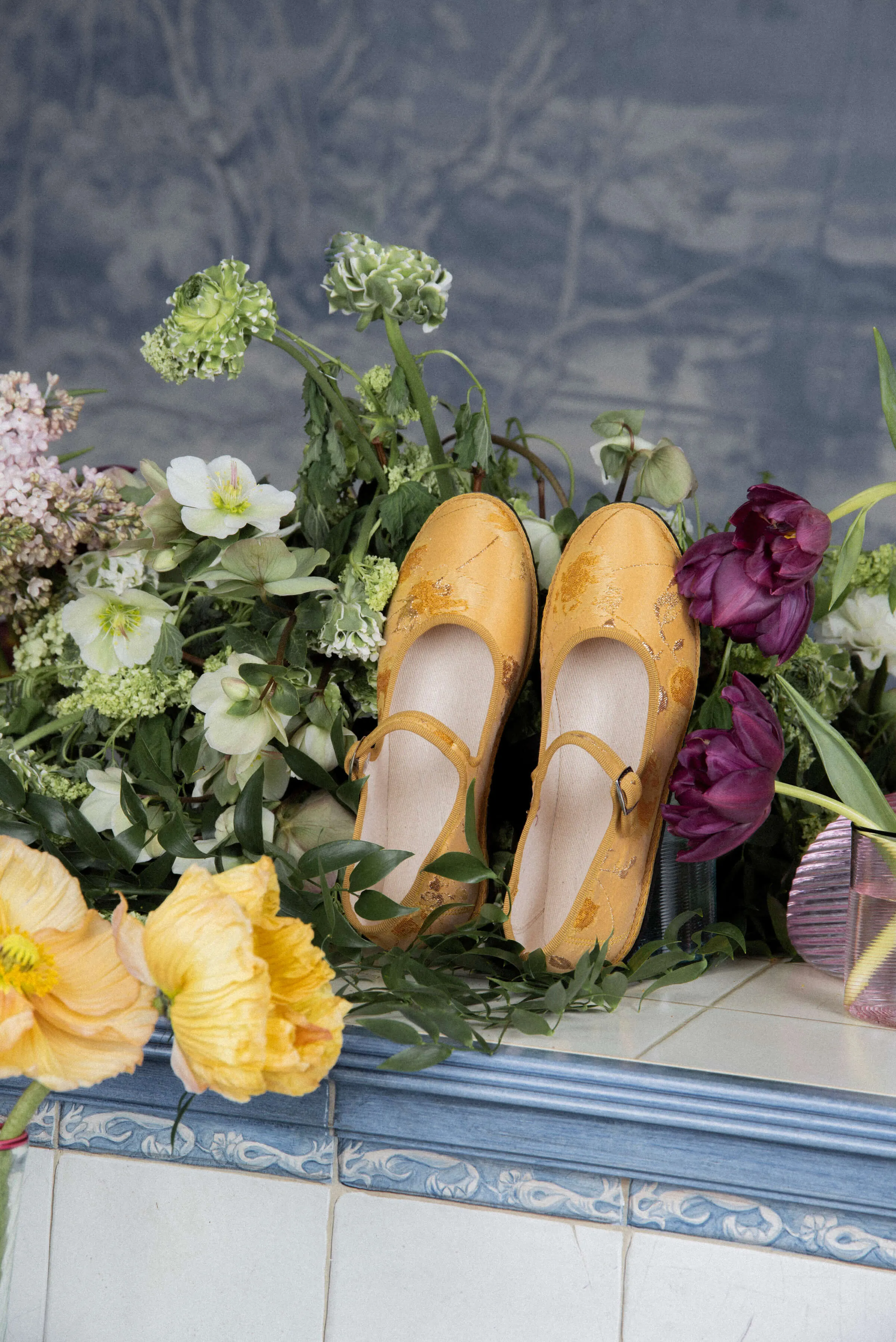 Lola Gold Floral Brocade Mary Jane