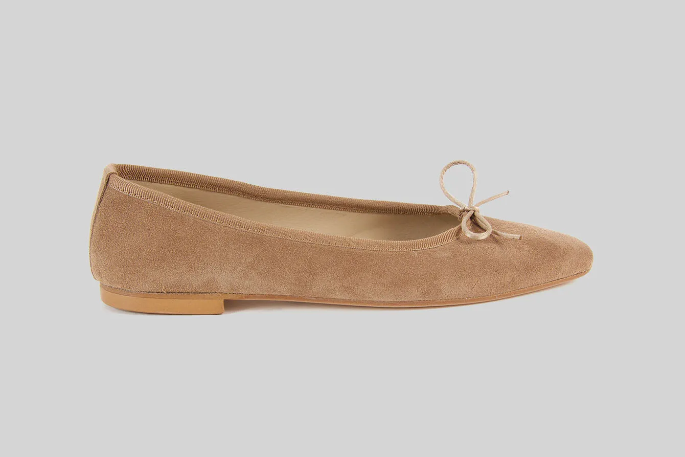 Maxine Nougat Suede Ballerina Shoes