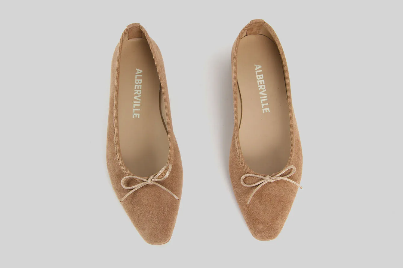 Maxine Nougat Suede Ballerina Shoes