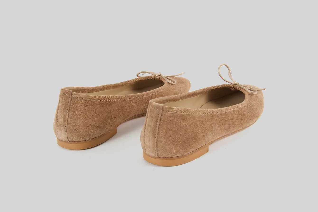 Maxine Nougat Suede Ballerina Shoes