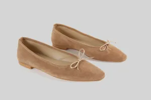 Maxine Nougat Suede Ballerina Shoes