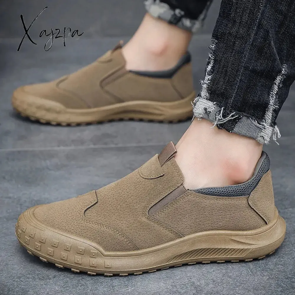 Men Casual Sneakers Leather Mens Loafers Comfortable Men's Driving Shoes Slip on Moccasins Handmade Breathable Walking Footwear