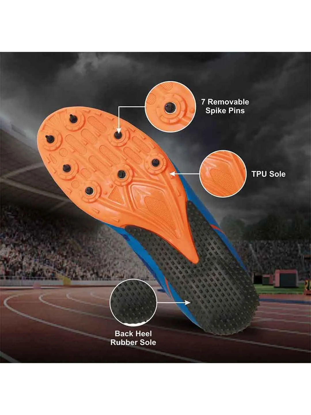 NIVIA Men Running Spikes Spirit Track and Field Shoes for Mens (Blue)