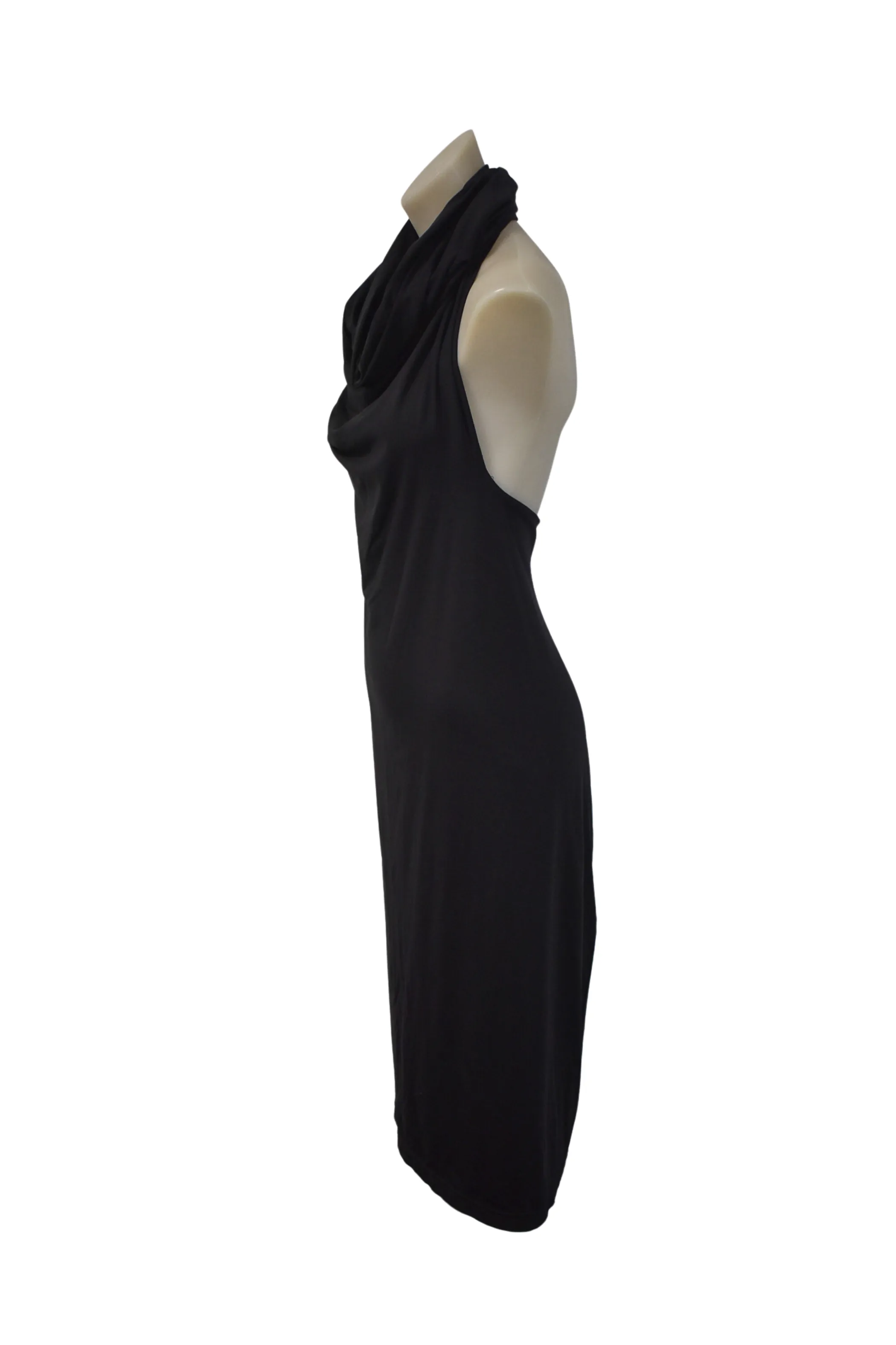 Ricochet NZ made little black halter neck dress, 8