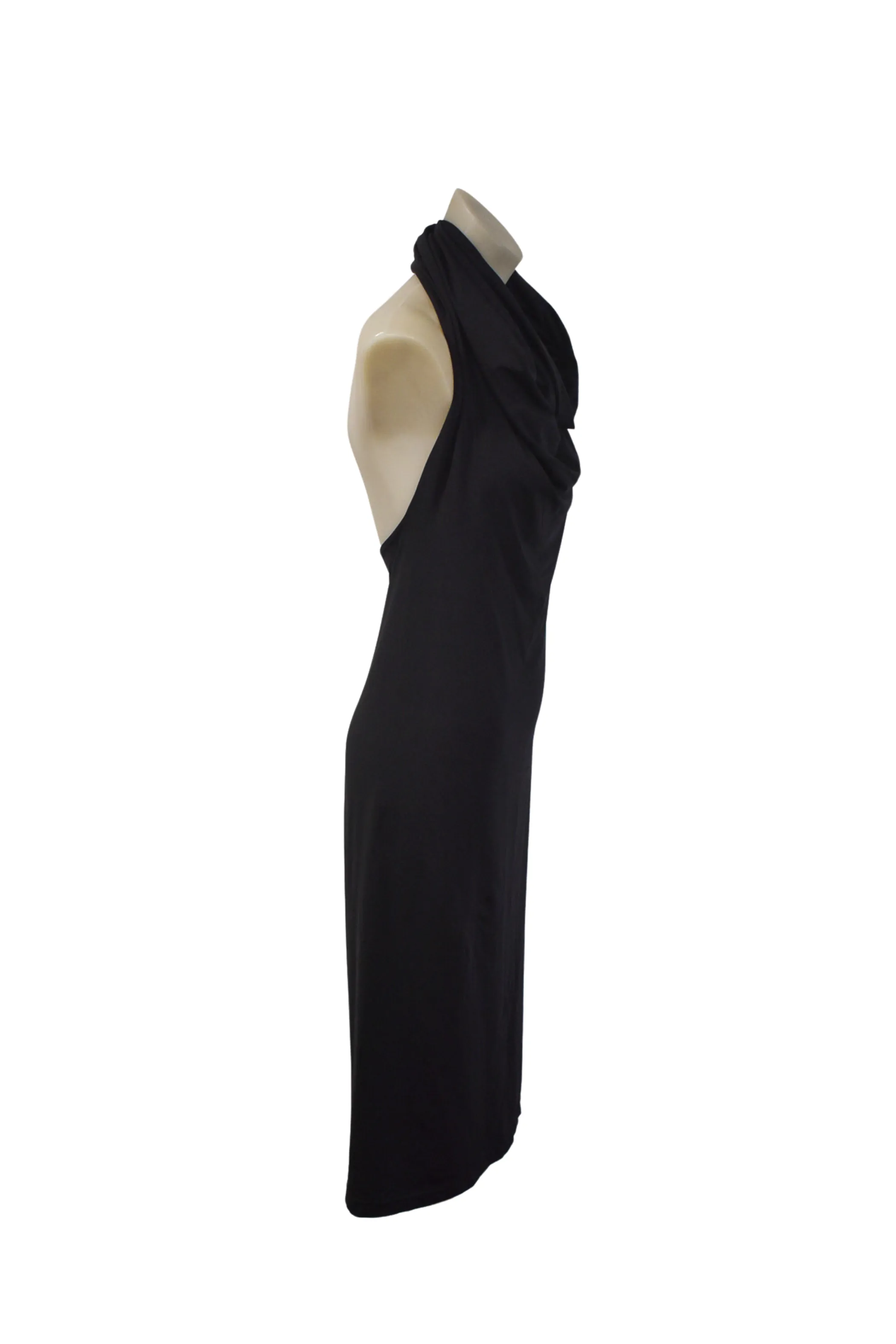Ricochet NZ made little black halter neck dress, 8