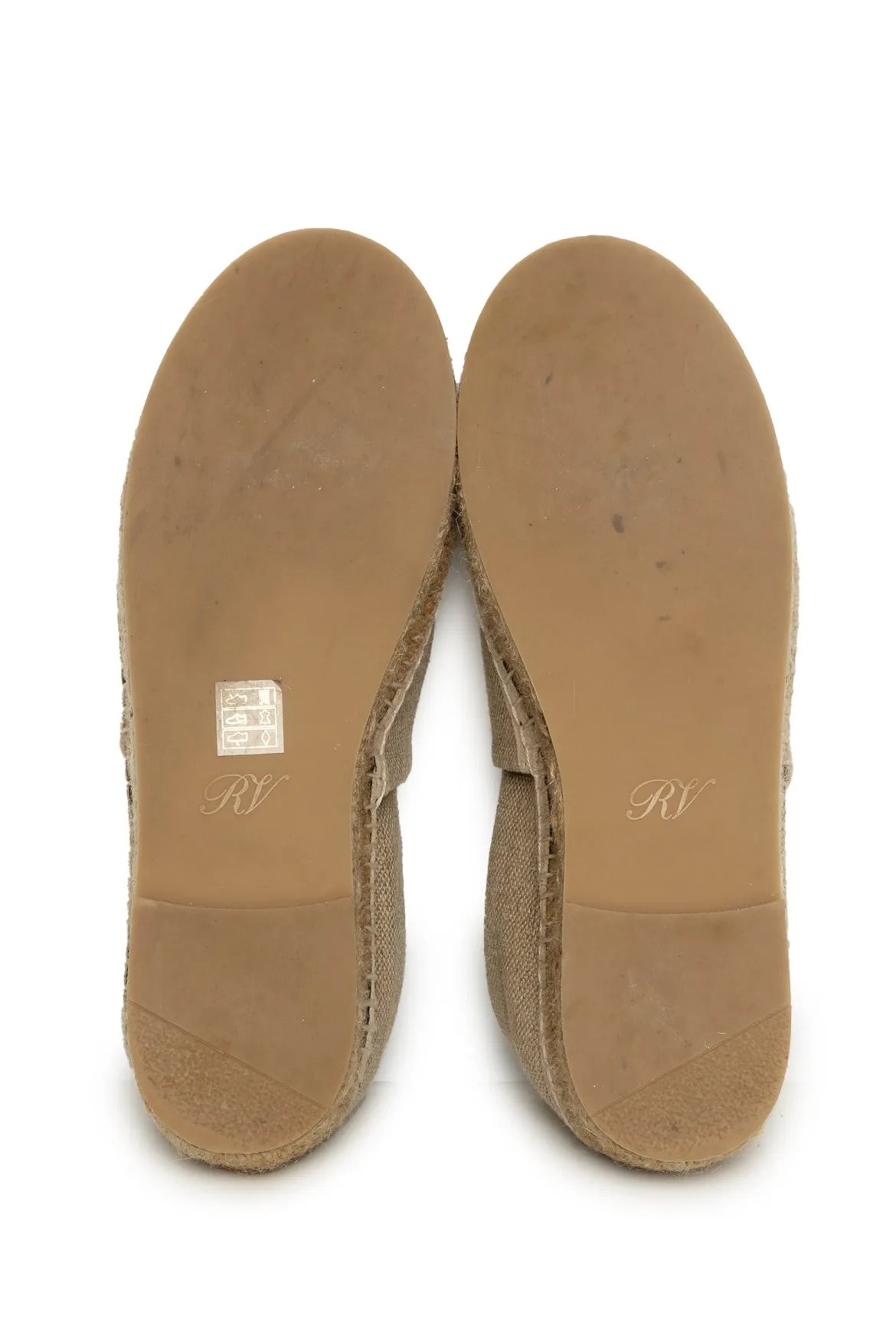 Roger Vivier Size 38 Sequin Embellished Canvas Platform Espadrille Flats
