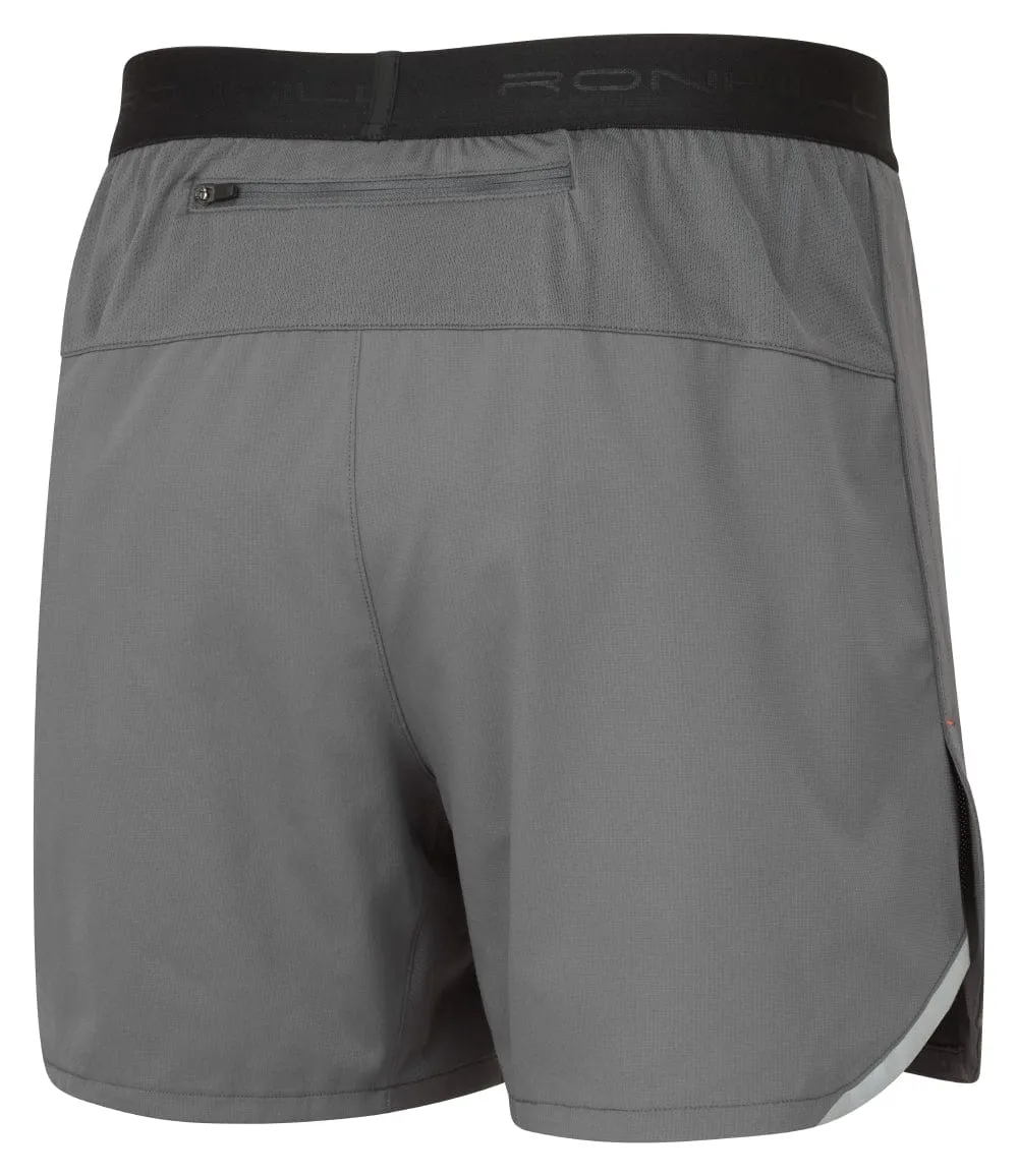 Ronhill Men's Tech 5" Short in Iron/Cardinal Orange AW24