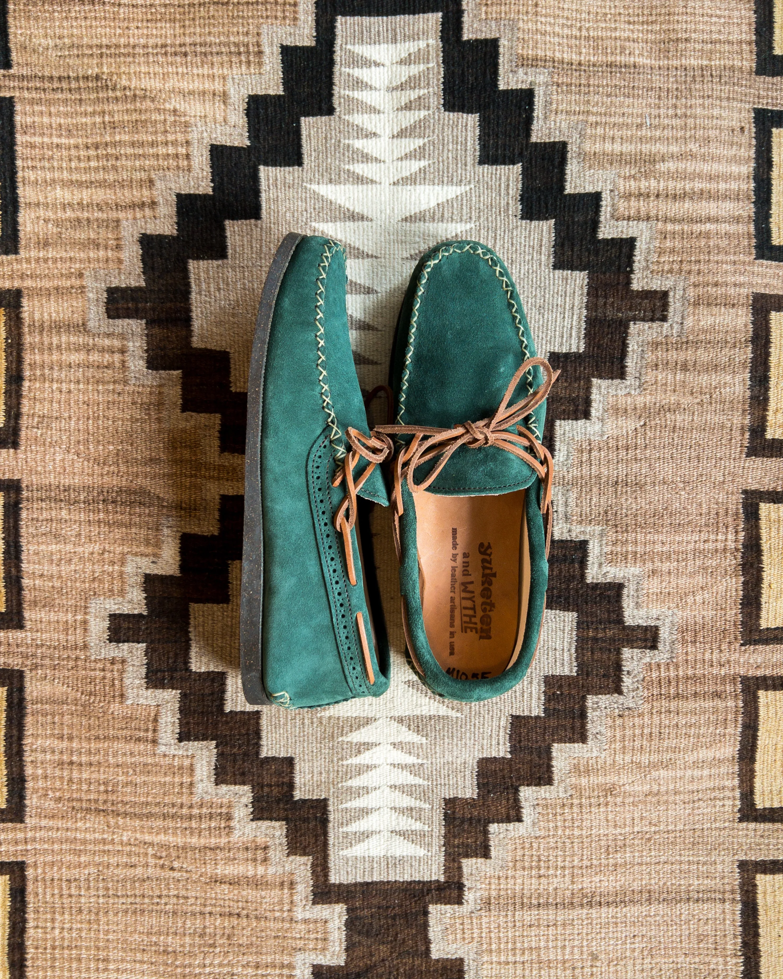 Wythe x Yuketen Handmade Suede Canoe Mocs - Evergreen