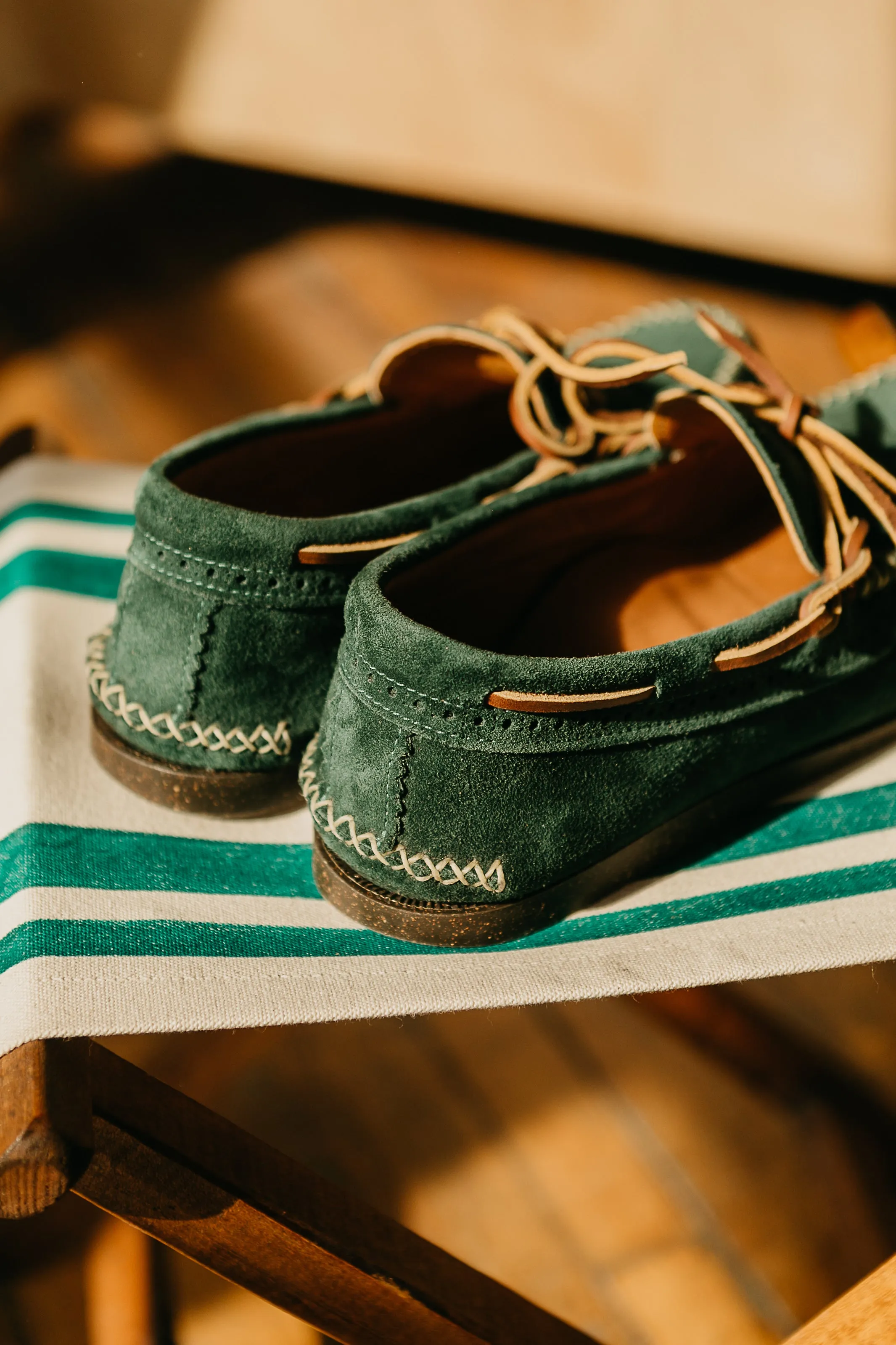 Wythe x Yuketen Handmade Suede Canoe Mocs - Evergreen