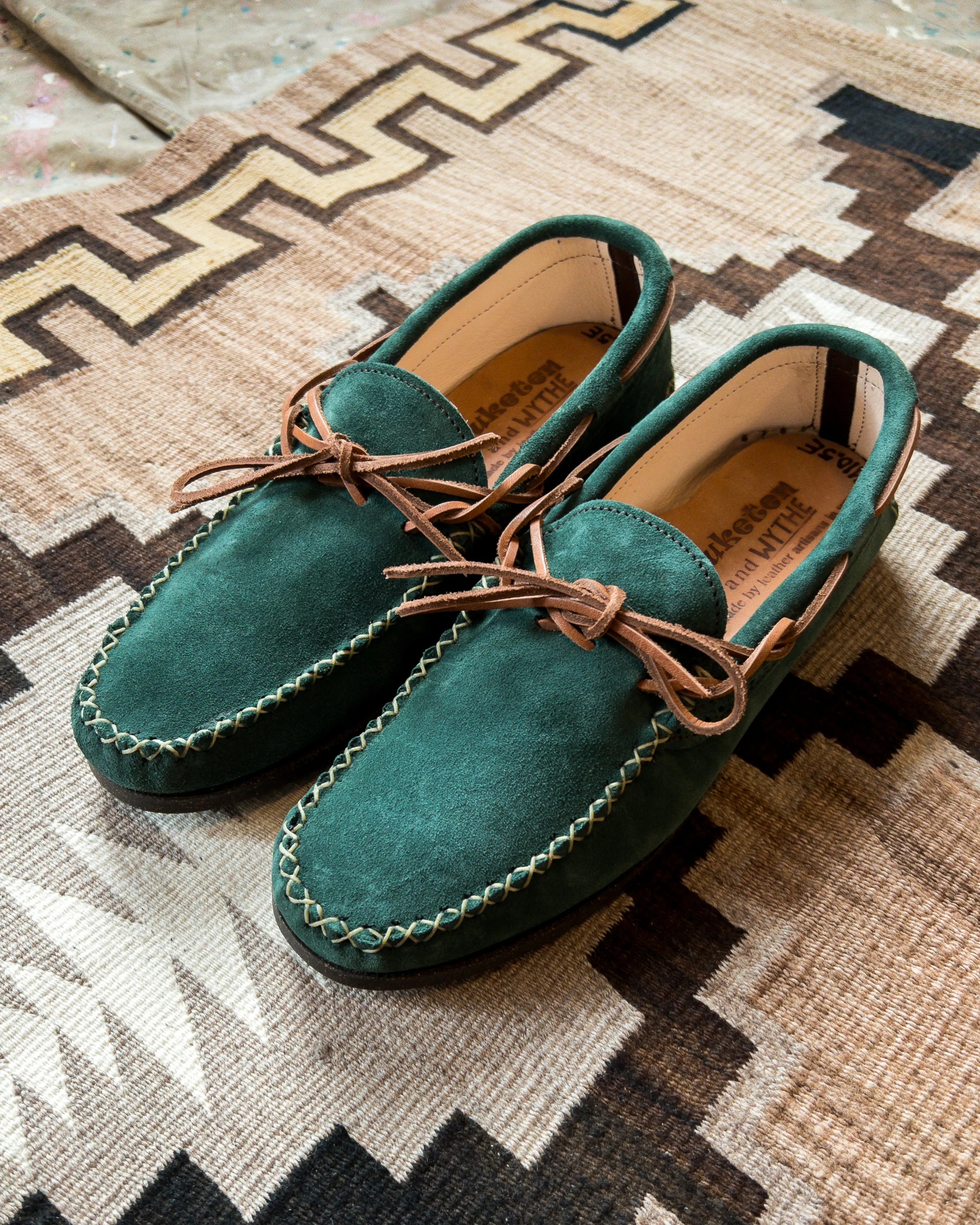 Wythe x Yuketen Handmade Suede Canoe Mocs - Evergreen